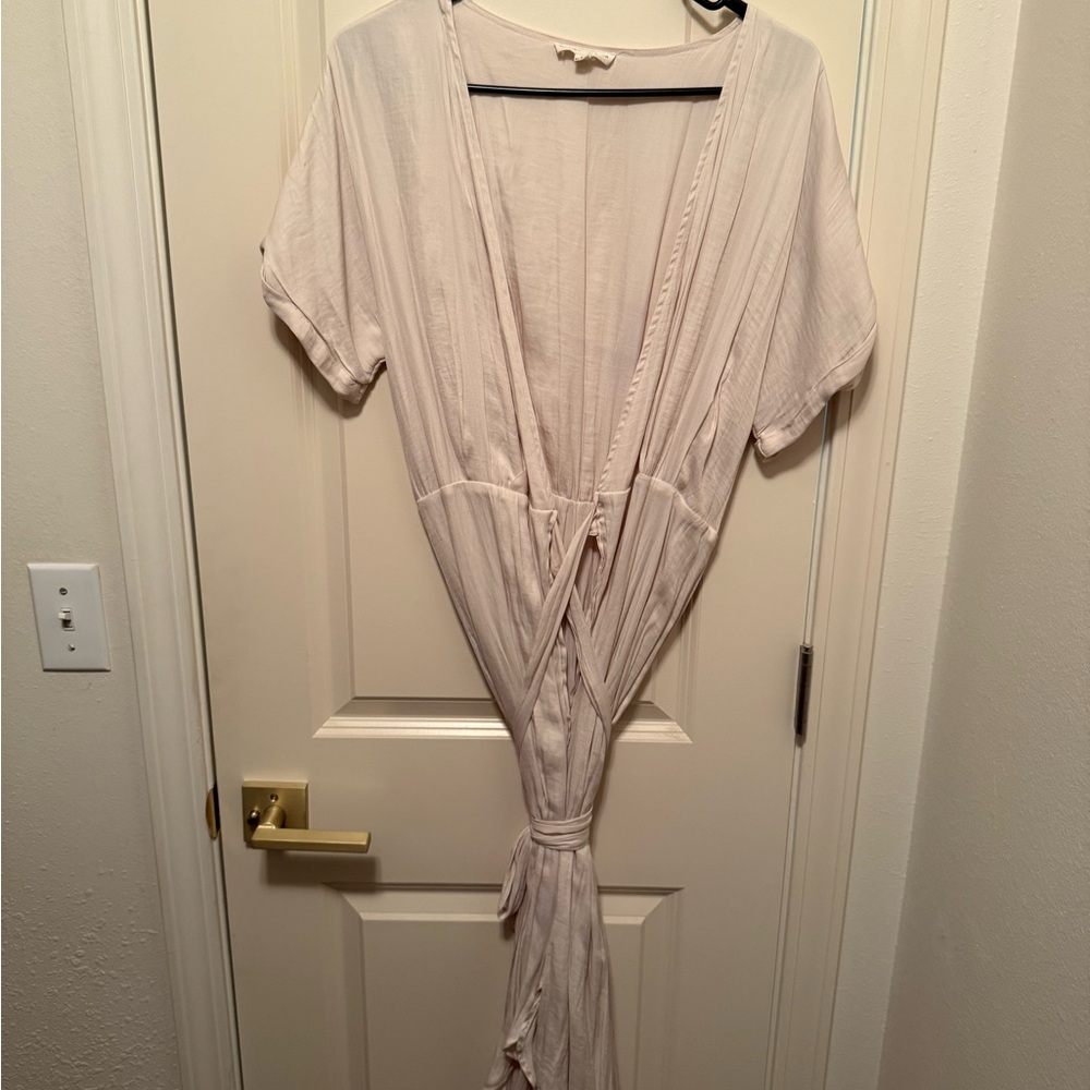 Elegant Cream Wrap Dress